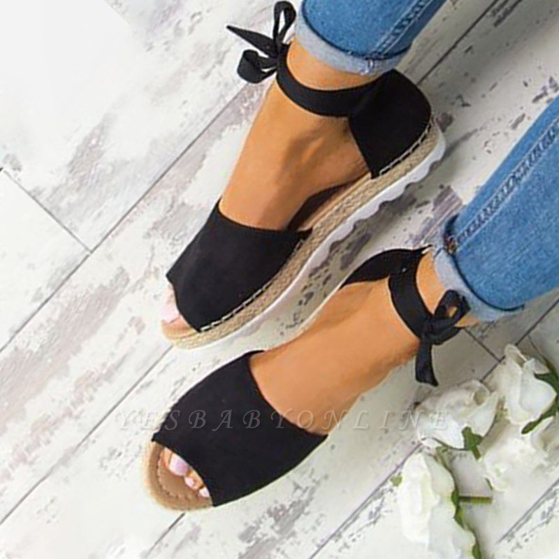 Lace-up Casual Flocking Platform Sandals | Yesbabyonline.com