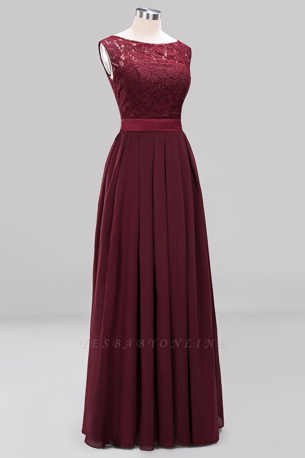 Simple A-Line Chiffon Bridesmaid Dresses | Scoop Sleeveless Lace ...