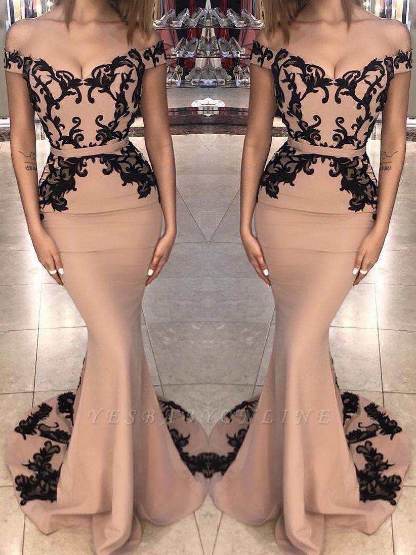 Off the Shoulder Prom Dresses |  Elegant Lace Appliques Evening Dresses