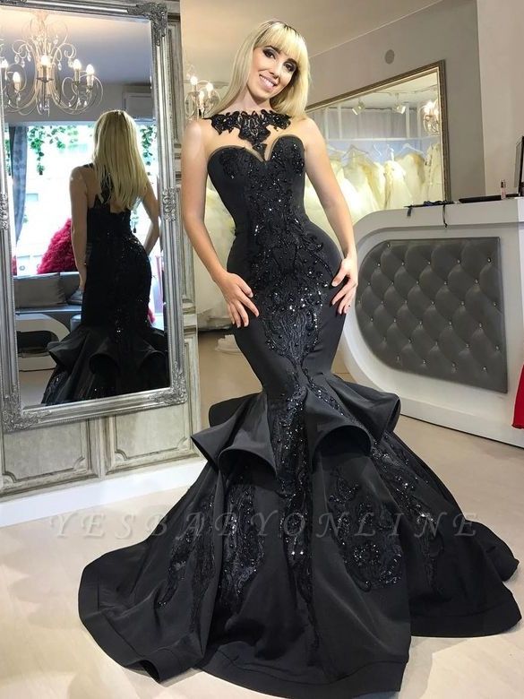 Amazing Black Mermaid Prom Dresses | Sleeveless Beaded Evening Gowns