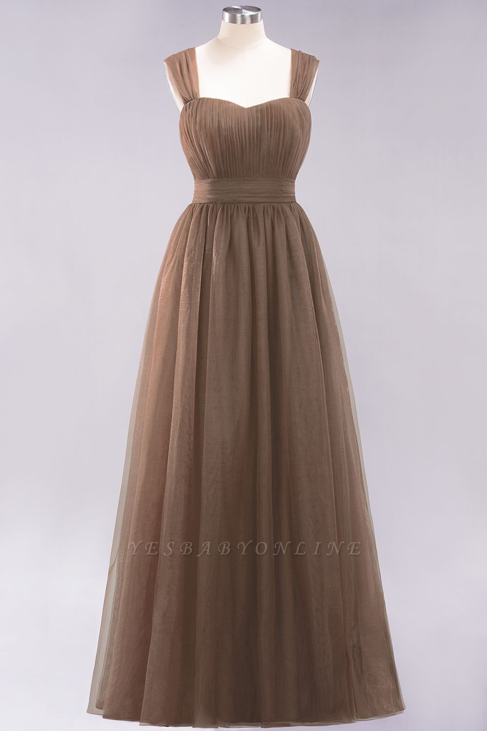 A-Line  Sweetheart Straps Sleeves Floor-Length Bridesmaid Dresses with Ruffles