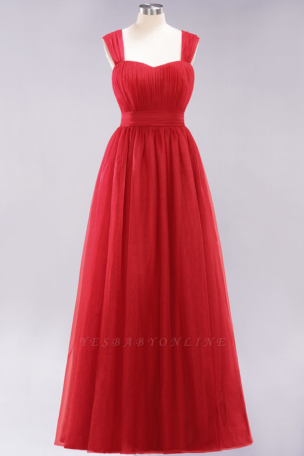 A-Line  Sweetheart Straps Sleeves Floor-Length Bridesmaid Dresses with Ruffles