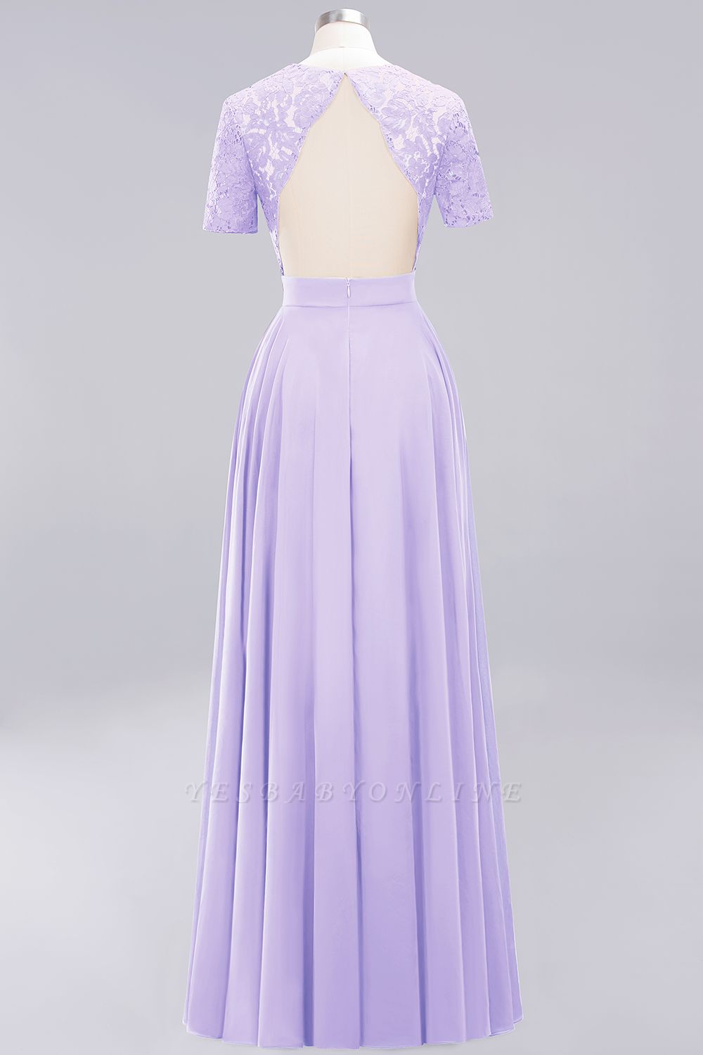 A-Line Chiffon Bridesmaid Dresses | Sweetheart Cap Sleeves Lace Wedding Party Dresses