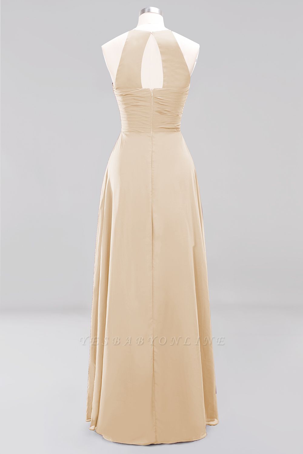 A-Line  Halter Ruffles Floor-Length Bridesmaid Dress