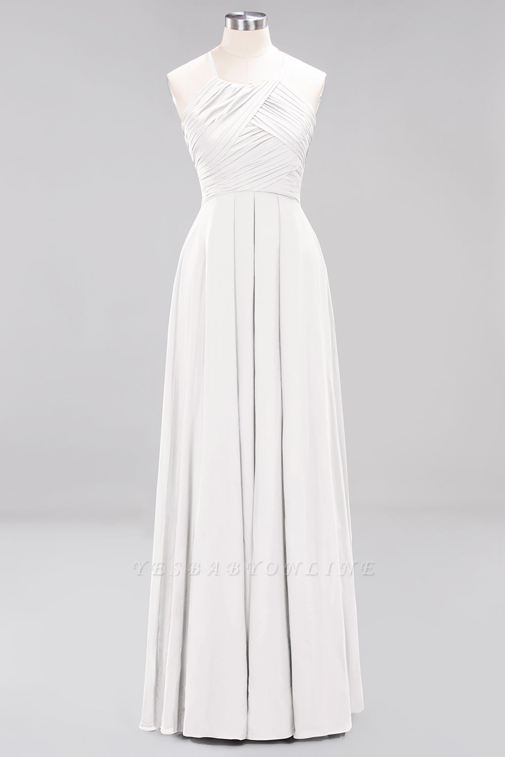 A-Line  Halter Ruffles Floor-Length Bridesmaid Dress