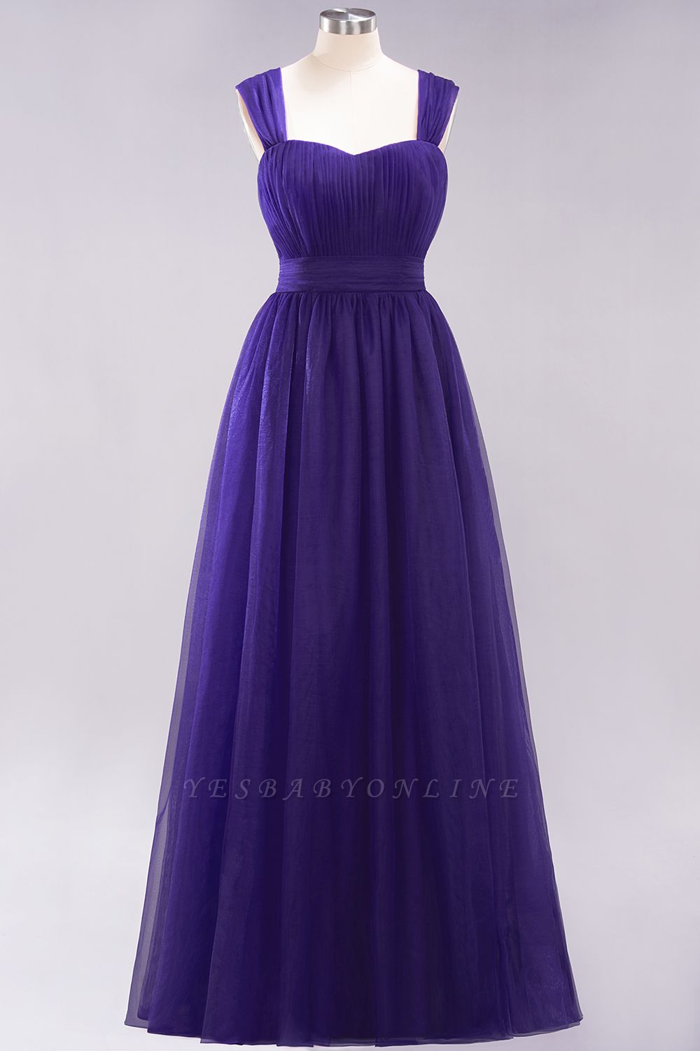 A-Line  Sweetheart Straps Sleeves Floor-Length Bridesmaid Dresses with Ruffles