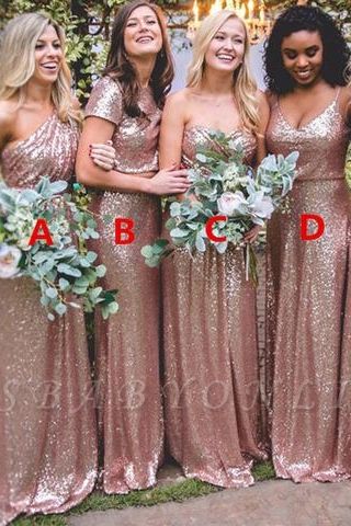 rose gold wedding bridesmaid dress