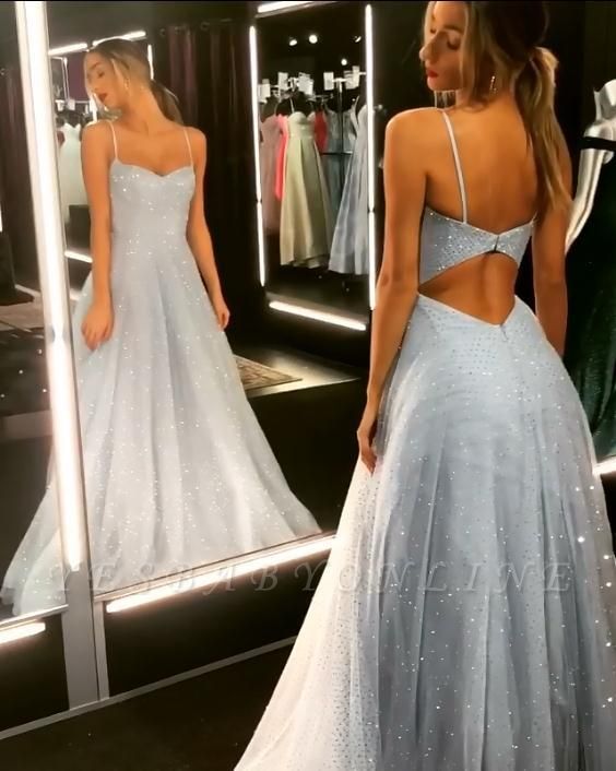 Sparkly Backless Dress  Floor Length Prom Dresses | Long Evening Gowns