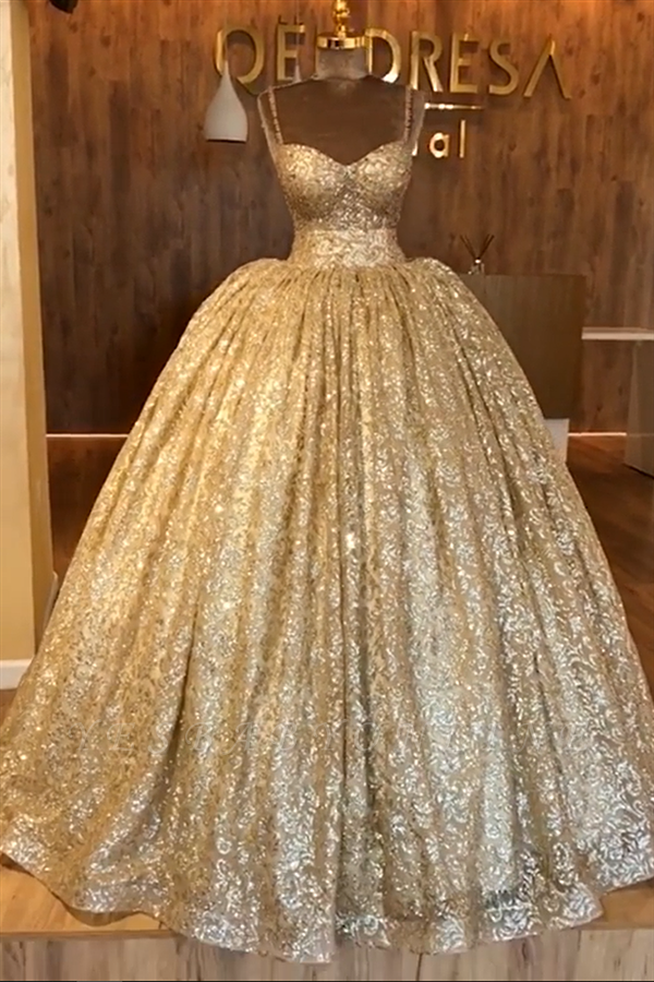 gold beaded prom dress