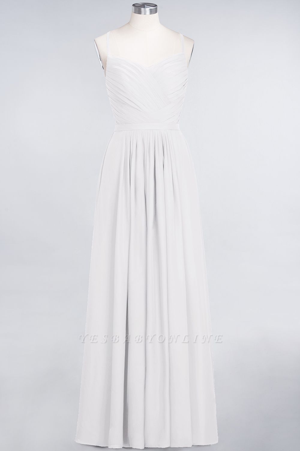 A-Line Spaghetti-Straps Sweetheart Sleeveless Floor-Length  Bridesmaid Dress with Ruffles