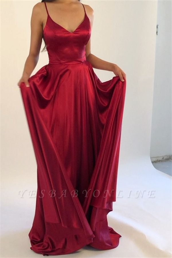 red sleek prom dress