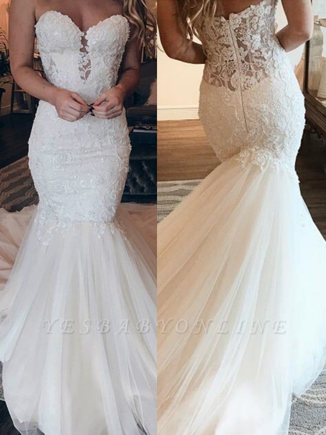 Stunning Beaded Mermaid Wedding Dresses | Trumpet Bridal Dresses |  Yesbabyonline.com
