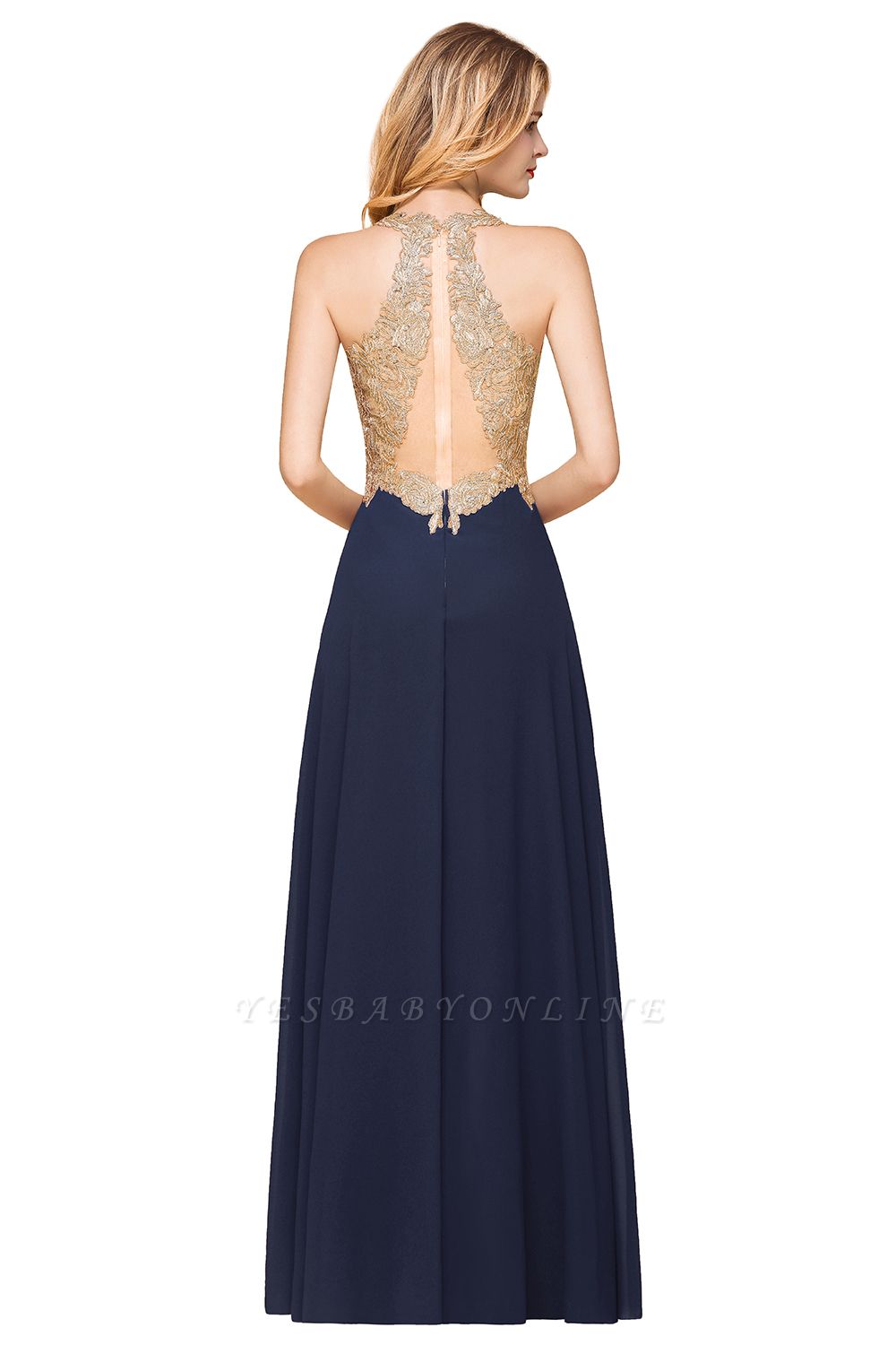 Chiffon Appliques Long Prom Dress | Affordable Floor Length A-line Evening Dresses