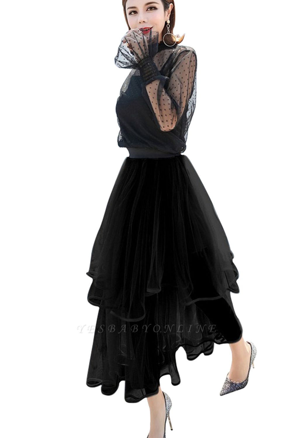 Beatrice | Black Tulle Skirt with Layers