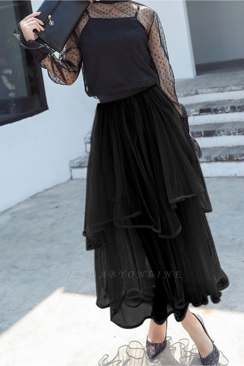 Beatrice | Black Tulle Skirt with Layers