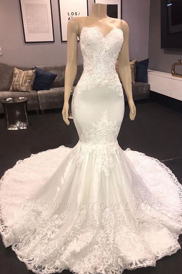 Sweetheart Mermaid Sexy Lace Wedding Dresses | Fit-and-Flare Bridal ...