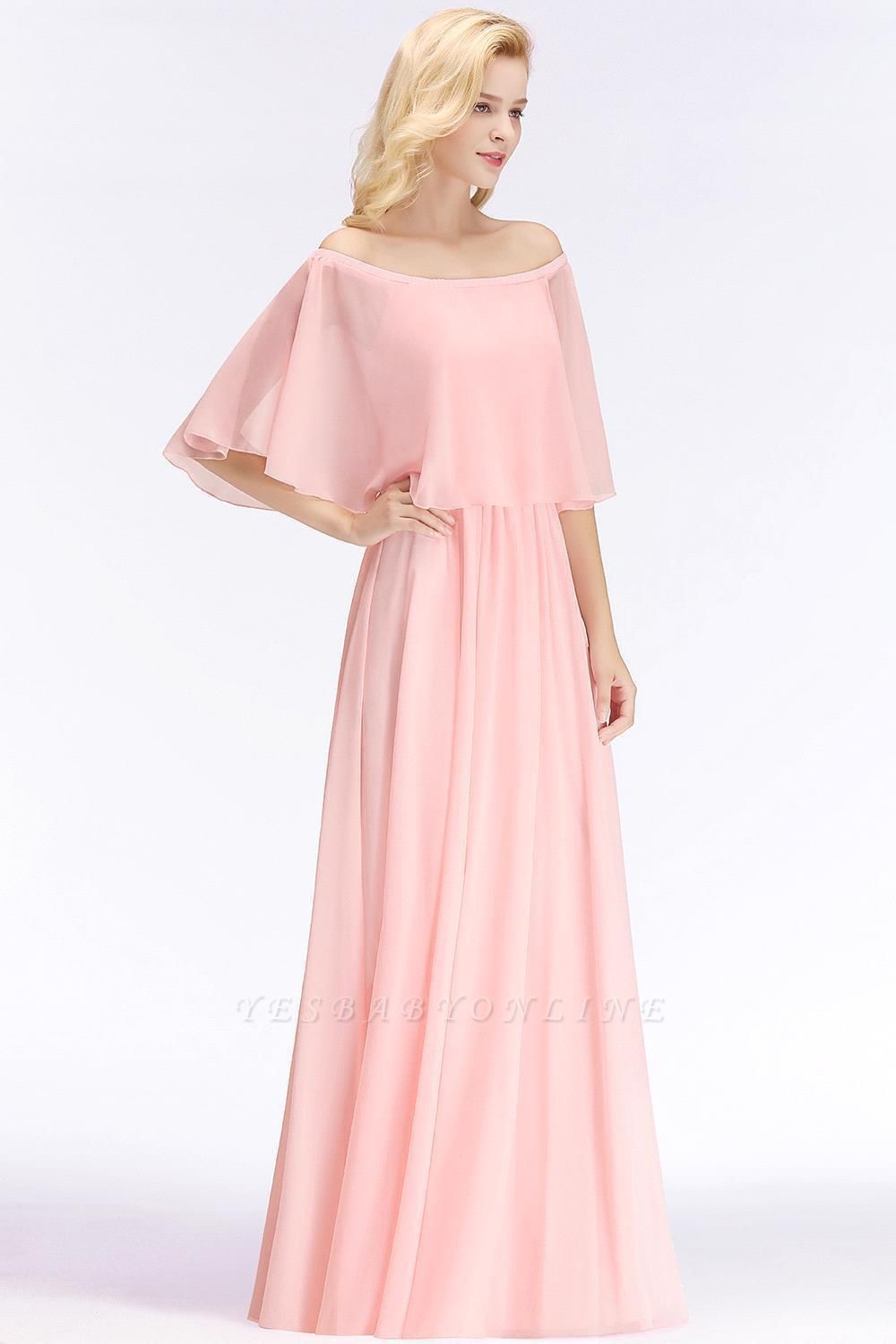 Chiffon Pink Off-the-Shoulder Bridesmaid Dresses