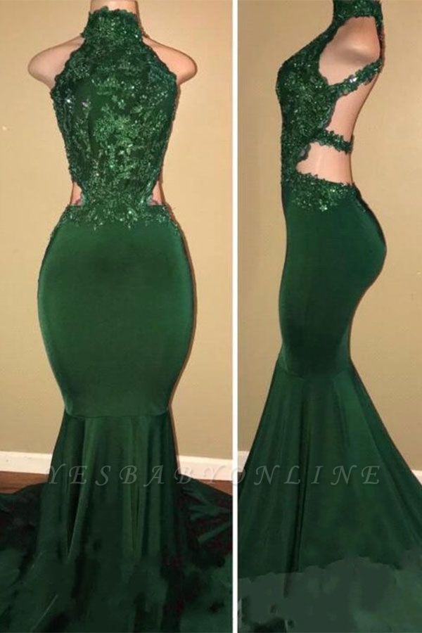 Sexy Halter Mermaid Green Prom Dress ...