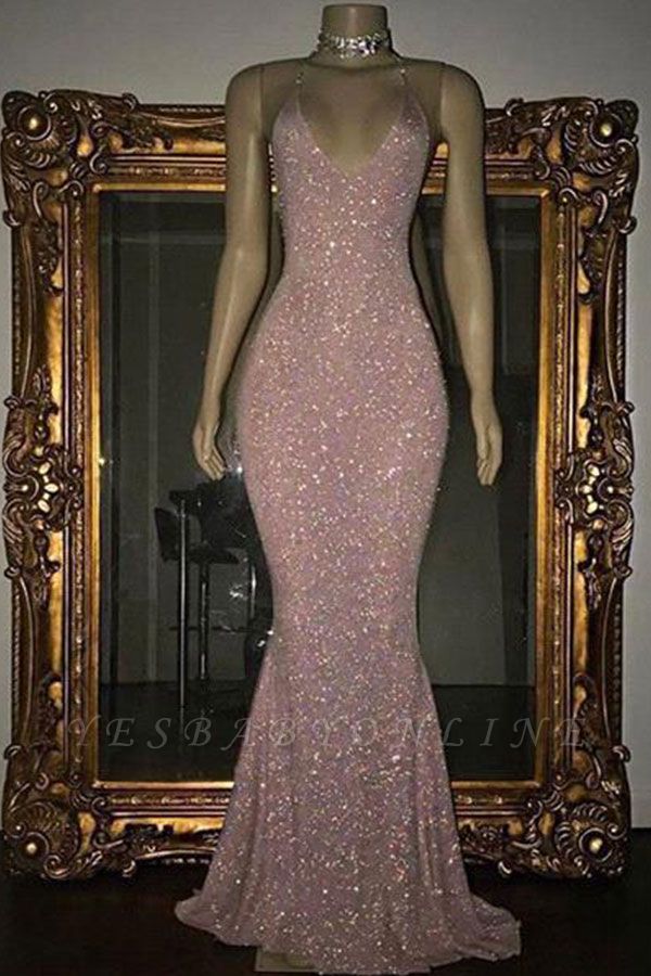 pink sequin prom dress