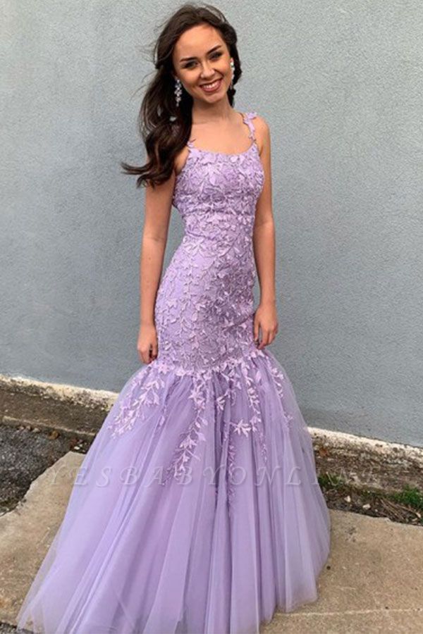 purple lace mermaid dress