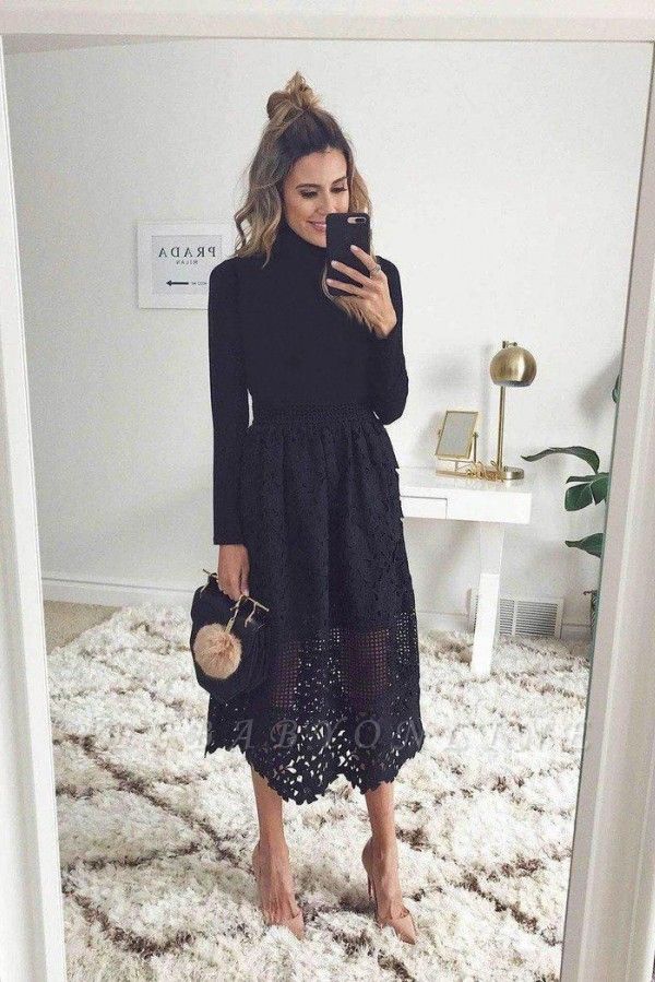 black long sleeve wedding guest dress