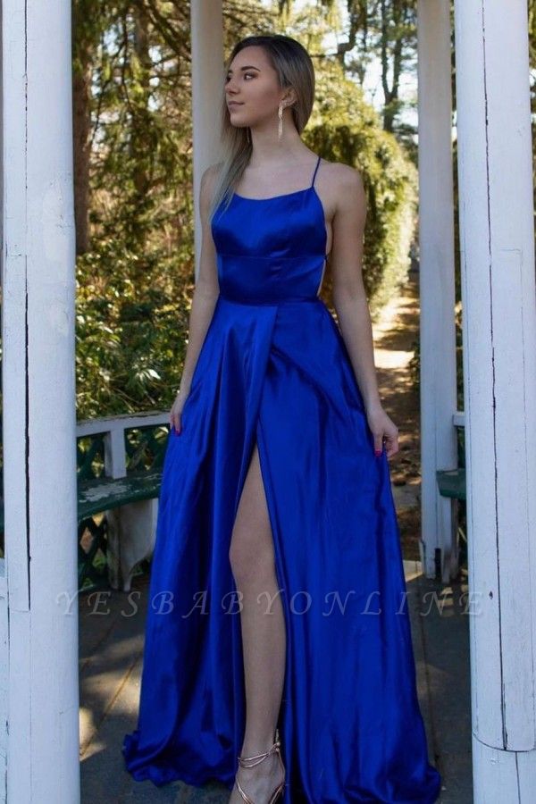 Simple Royal Blue Long Sheath  Prom dresses