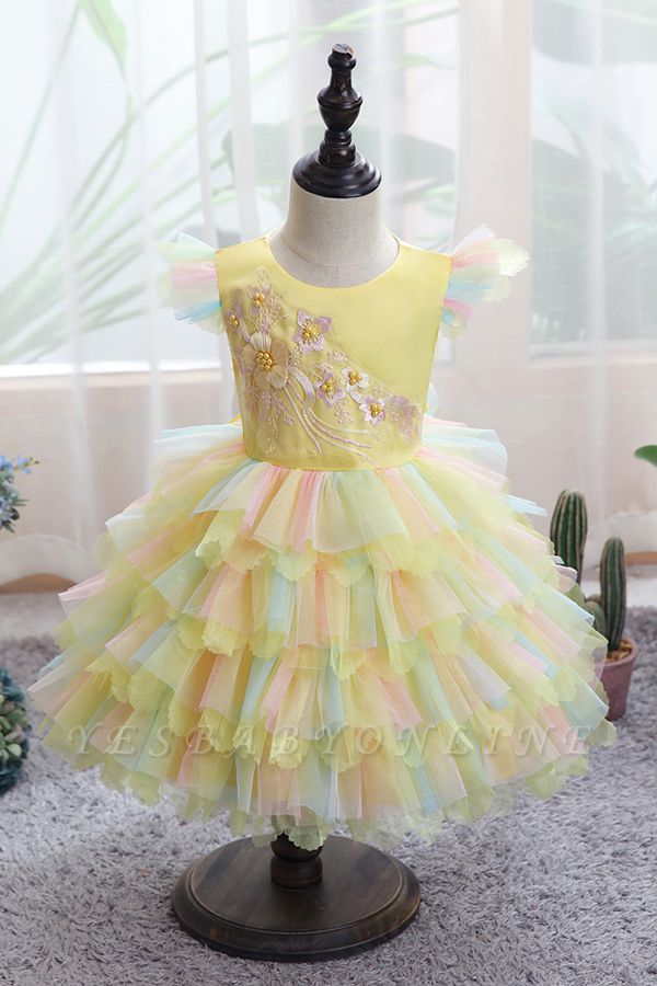Cute Jewel Multiple Color Flower Girls Dresses Ball Gown