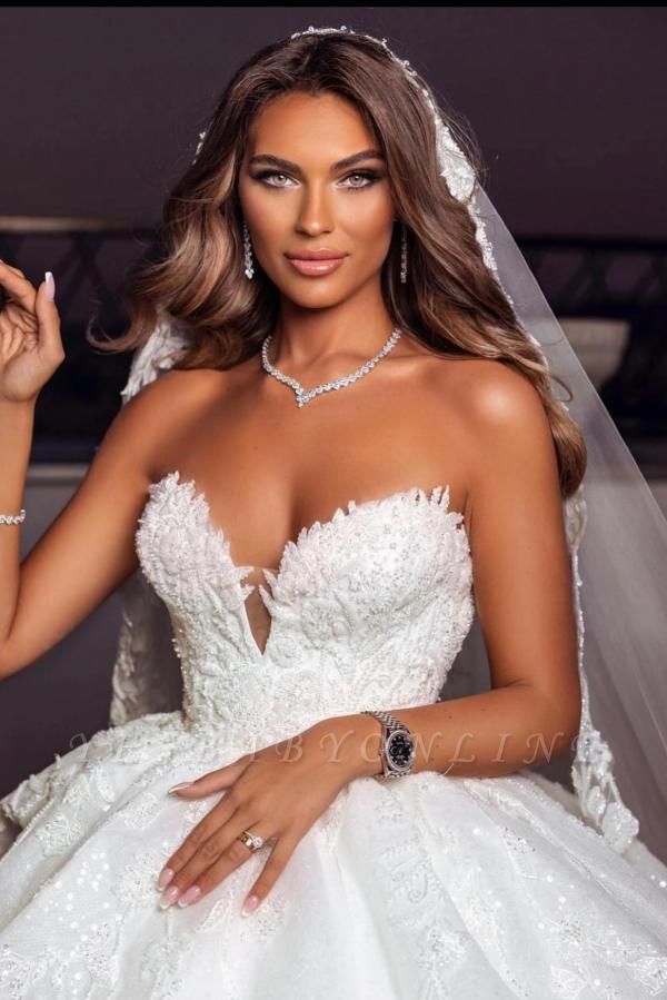 Fabulous Chapel Sleeveless Sweetheart Lace Ball Gown Wedding Dresses