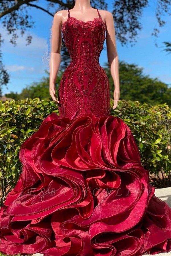 Fabulous Burgundy Spaghetti Straps Sleeveless Piping Prom Dress
