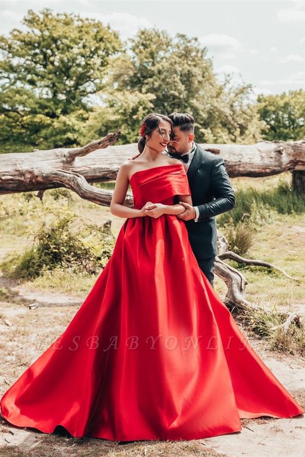 Charming Ruby A-Line One Shoulder Satin Wedding Dress with Ruffles