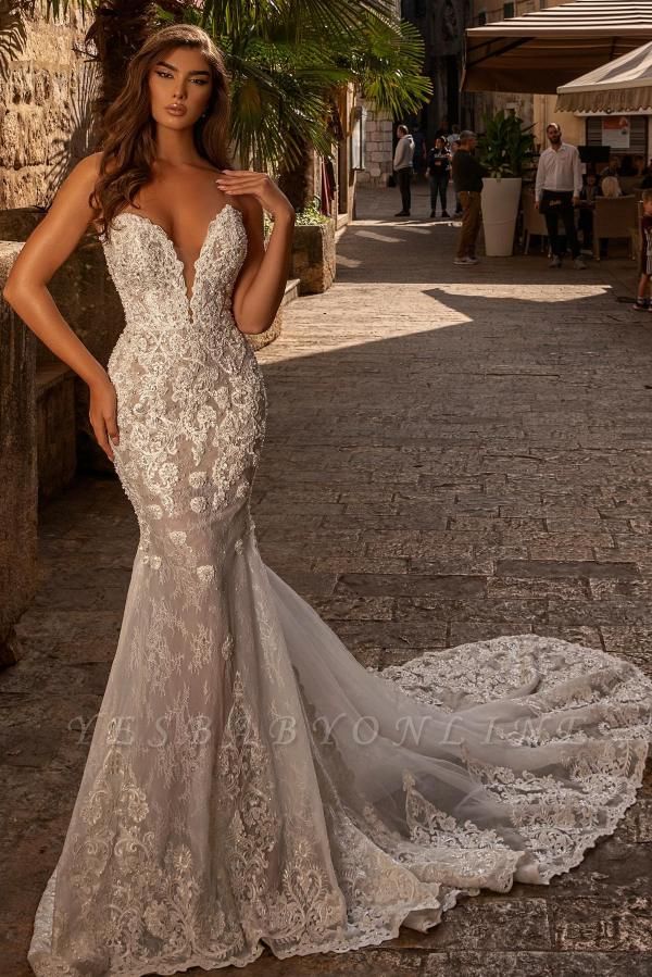 Charming Sweetheart Mermaid Wedding Dress with Chapel Train