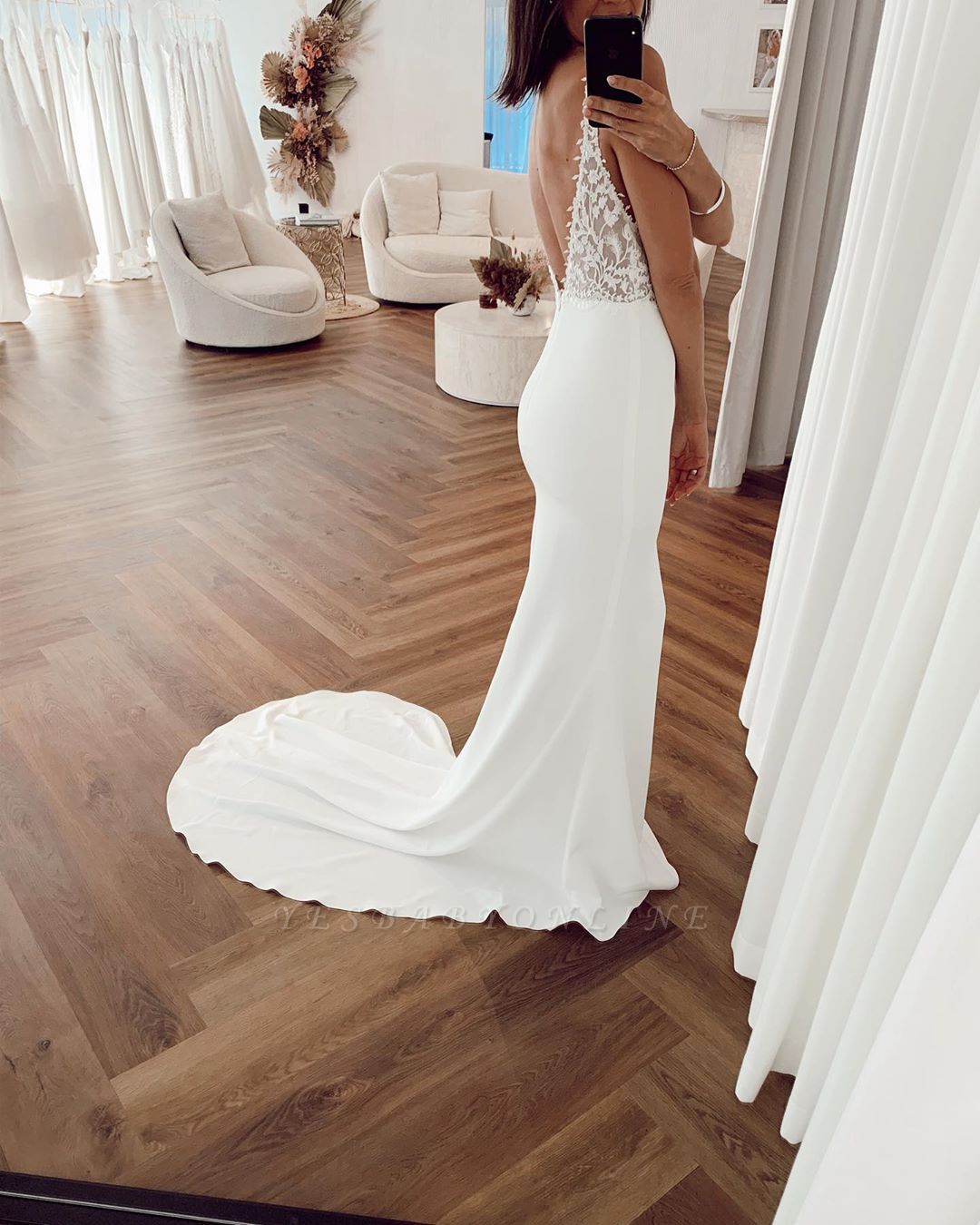 deep v backless wedding dress