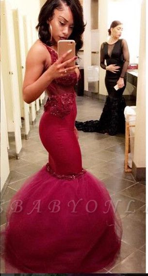 Sexy V-neck Mermaid Lace Appliques Prom Dresses