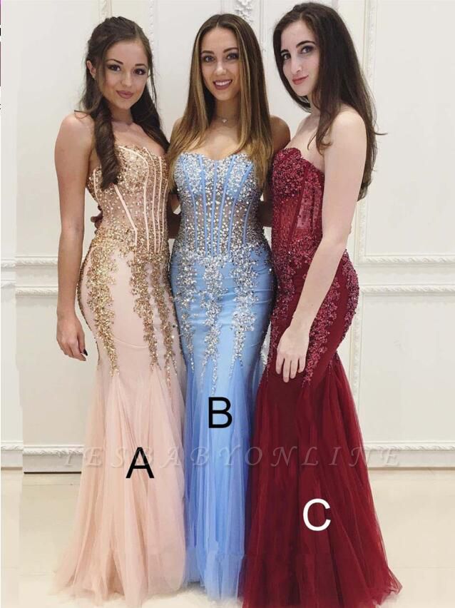 Mermaid Beads Sweetheart Prom Dress | Floor-Length Evening Gown