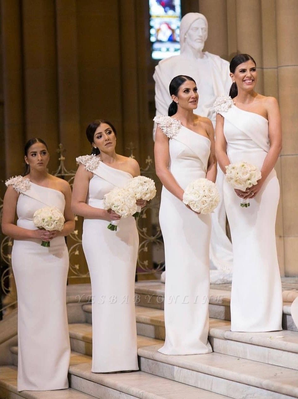 white bridesmaid dresses