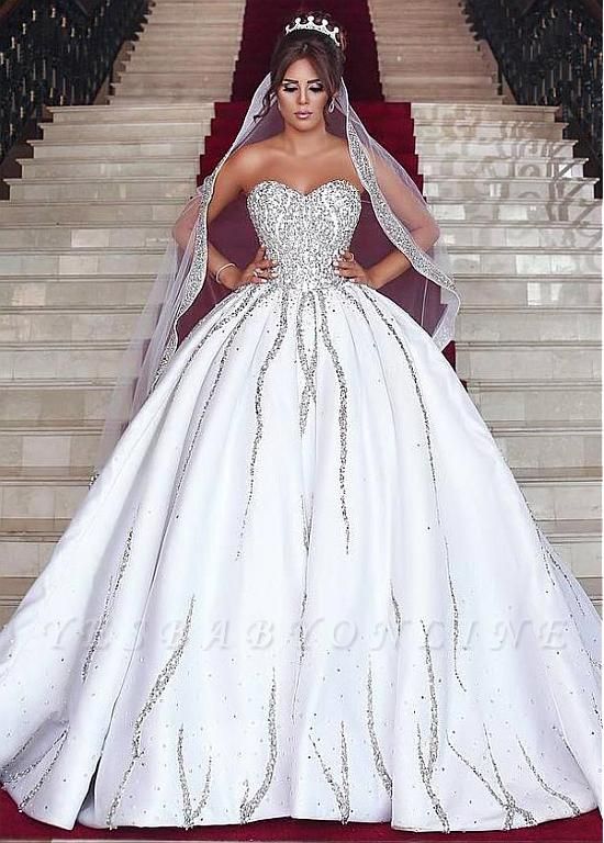 Sweetheart Ball Wedding Sleeveless Beading Dresses Gown Brilliant Bridal Gowns