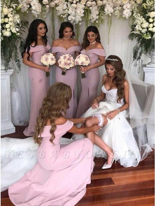 Chic Mermaid Sleeveless Bridesmaid Dresses | Elegant Pink Wedding Party Dresses