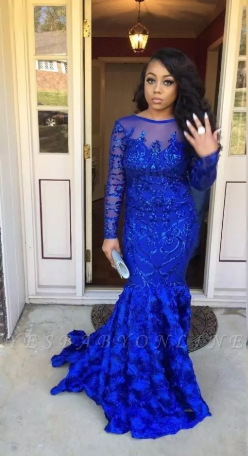 Blue Prom Dresses With Sleeves Cheap ...
