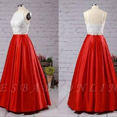 red and white 2 piece prom dress