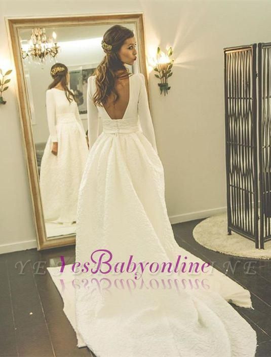 Long Sleeves Jewel Sequins Beaded Mermaid Sweep Train Wedding Dresses