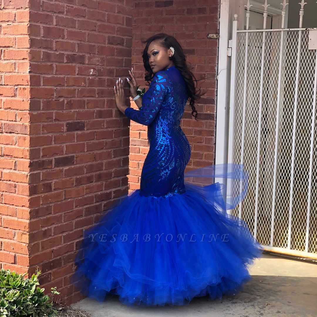 Royal Blue Mermaid Prom Dresses | Long Sleeves Evening Gowns ...