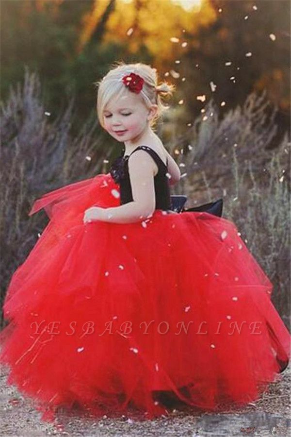 red and black flower girl dresses