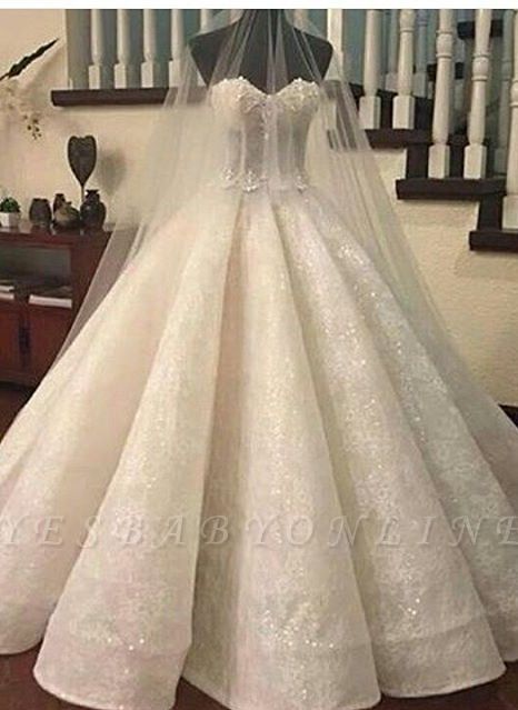 Lace Ruffles Sweetheart Ball-Gown Wedding Dresses | Fashionable Bridal Gowns