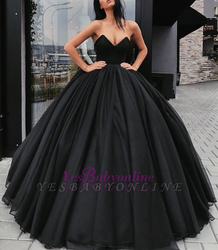 Sweetheart Sleeveless Ball-Gown Black Sexy Prom Dresses