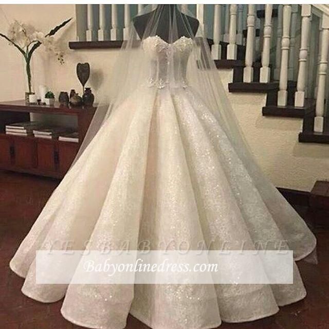 Lace Ruffles Sweetheart Ball-Gown Wedding Dresses | Fashionable Bridal Gowns