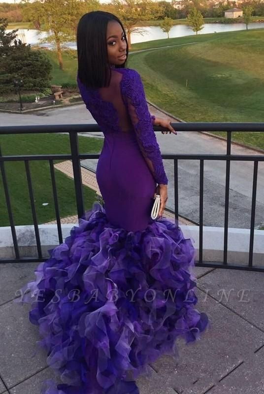 purple long sleeve mermaid dress