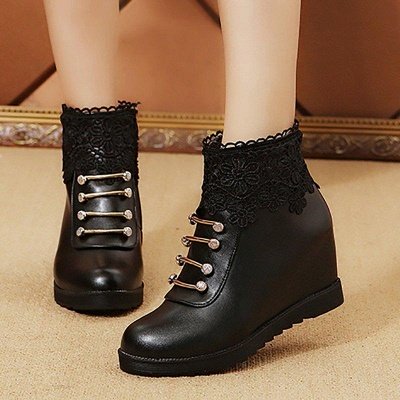 Zipper Daily Wedge Heel Round Toe Boots On Sale_3