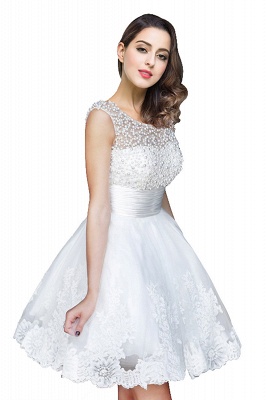 A-line Jewel Tulle Party Dress With  Beading_6