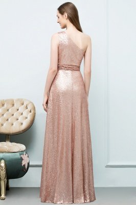 A-line Sequined One-shoulder Sleeveless Floor-Length Bridesmaid Dresses_2