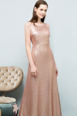 A-line Scoop Sleeveless Floor Length Sequined Prom Dresses_5
